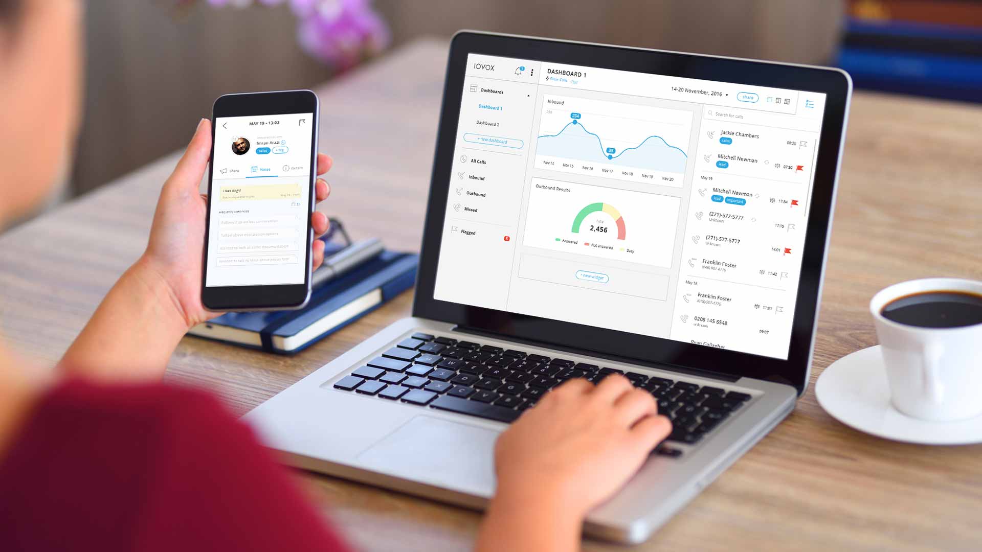 Use iovox app, which is a light-weight CRM system for phone calls.